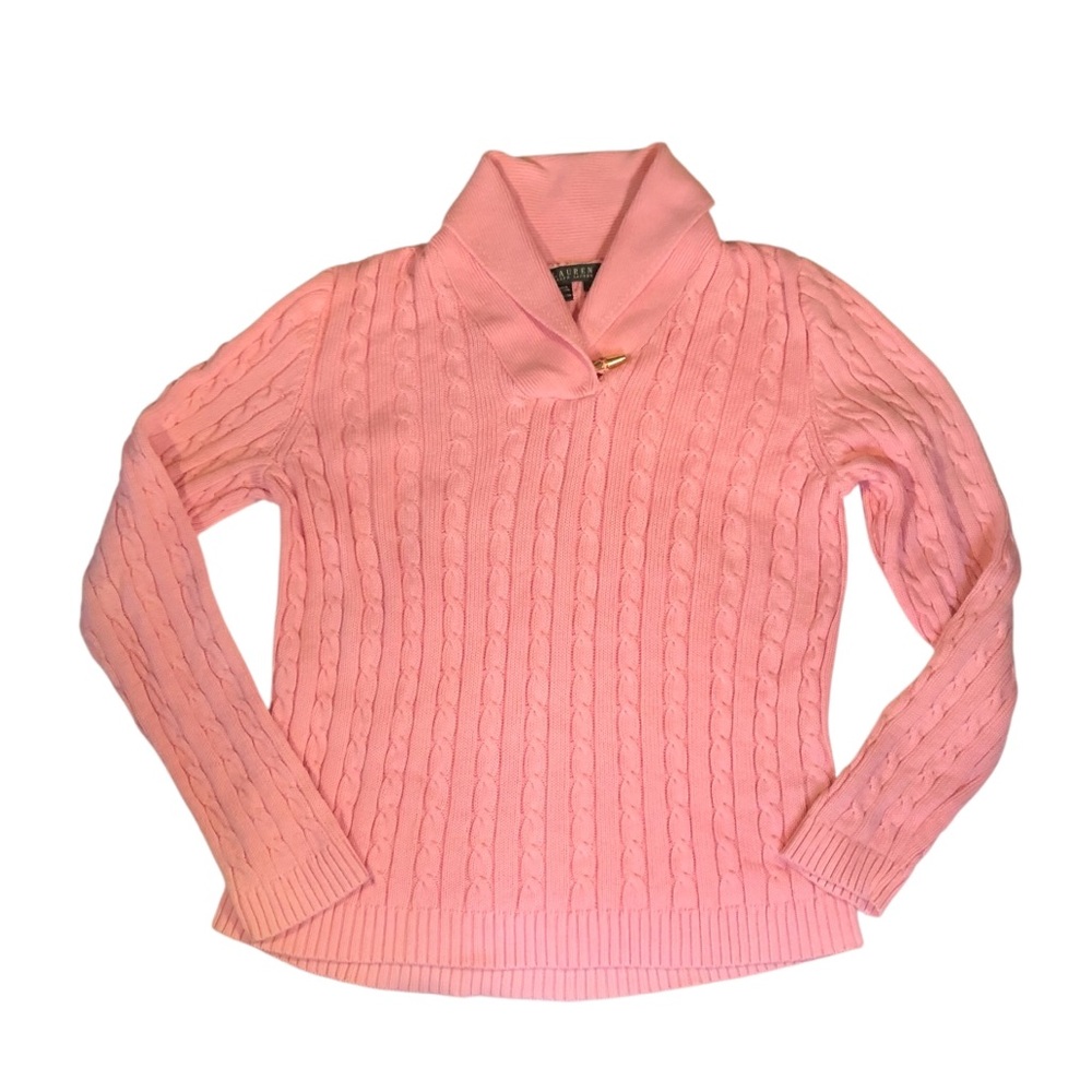 Y2K Pink Ralph Lauren cable knit sweater
Size large